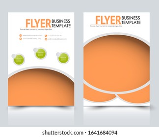 Flyer template. Brochure for business, education, presentation, advertisement. Annual report cover. Vector illustration. Orange color.