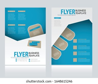 Flyer template. Brochure for business, education, presentation, advertisement. Annual report cover. Blue color. Vector illustration.