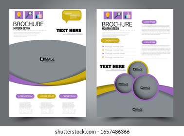 Flyer template. Brochure for business, education, presentation, advertisement. Annual report cover. Pink and yellow color. Vector illustration.