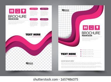 Flyer template. Brochure for business, education, presentation, advertisement. Annual report cover. Pink color. Vector illustration.