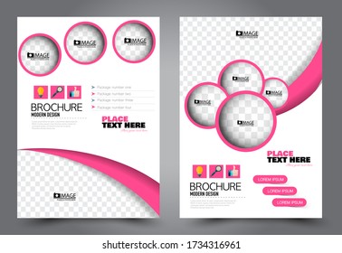 Flyer template. Brochure for business, education, presentation, advertisement. Annual report cover. Pink color. Vector illustration.