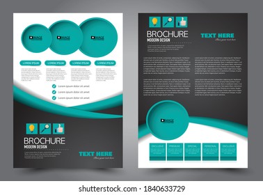 Flyer template. Brochure for business, education, presentation, advertisement. Annual report cover. Black and green color. Vector illustration