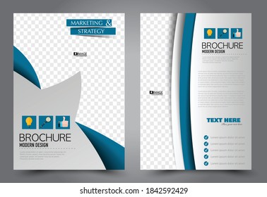 Flyer template. Brochure for business, education, presentation, advertisement. Annual report cover. Blue color. Vector illustration