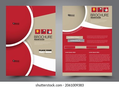 Flyer template. Brochure for business, education, presentation, advertisement. Annual report cover. Red color. Vector illustration