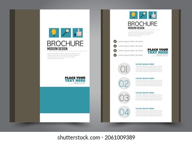 Flyer template. Brochure for business, education, presentation, advertisement. Annual report cover. Brown and blue color. Vector illustration