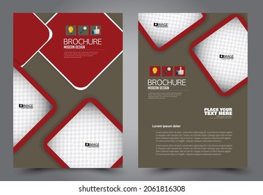 Flyer template. Brochure for business, education, presentation, advertisement. Annual report cover. Brown and red color. Vector illustration