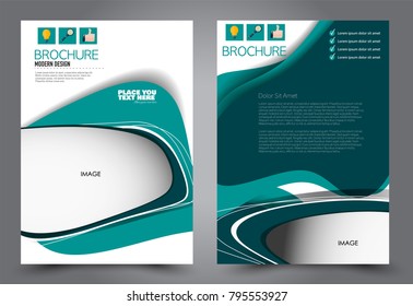 Flyer template. Brochure for business, education, presentation, advertisement. Annual report cover. Green  vector illustration.