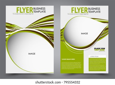 Flyer template. Brochure for business, education, presentation, advertisement. Annual report cover. Green  vector illustration.