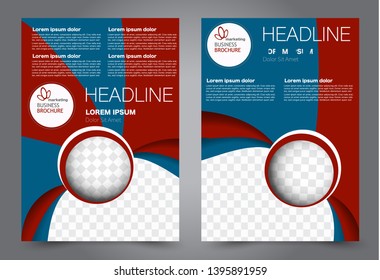 Flyer template. Brochure cover design. Advertisement concept for school, business, report, magazine, book. Blue and red color. Editable vector illustration.