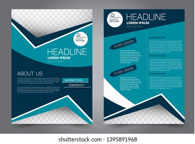Flyer template. Brochure cover design. Advertisement concept for school, business, report, magazine, book. Blue color. Editable vector illustration.