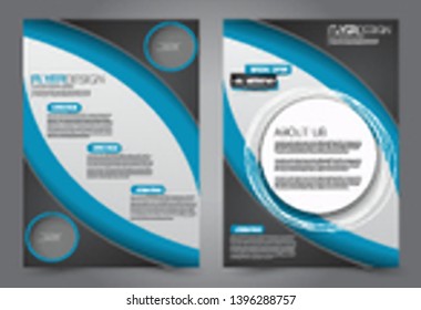 Flyer template. Brochure cover design. Advertisement concept for school, business, report, magazine, book. Black and blue color. Editable vector illustration.