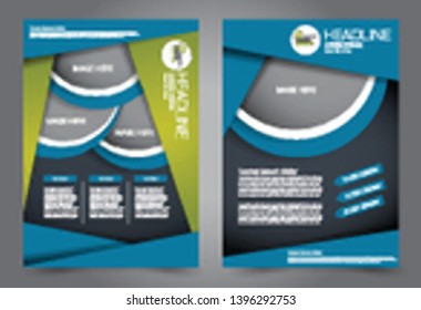 Flyer template. Brochure cover design. Advertisement concept for school, business, report, magazine, book. Green and blue color. Editable vector illustration.