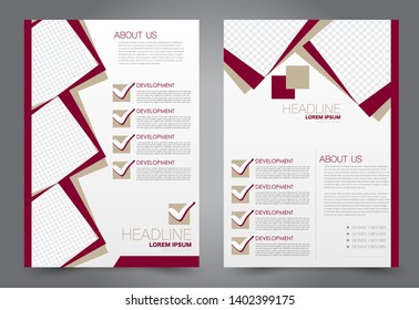 Flyer template. Brochure cover design. Advertisement concept for school, business, report, magazine, book. Red color. Editable vector illustration.