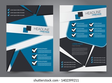 Flyer template. Brochure cover design. Advertisement concept for school, business, report, magazine, book. Blue color. Editable vector illustration.