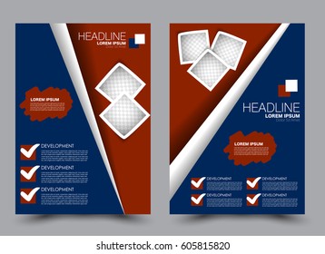 Flyer template. Brochure design. Annual report cover.  Business or education poster. A4 size vector illustration. Blue and red color