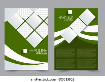 Flyer template. Brochure design. Annual report cover.  Business or education poster. A4 size vector illustration. Green color