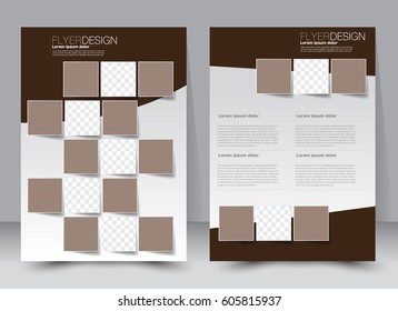 Flyer template. Brochure design. Annual report cover.  Business or education poster. A4 size vector illustration. Brown color