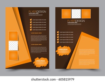 Flyer template. Brochure design. Annual report cover.  Business or education poster. A4 size vector illustration. Orange and brown color