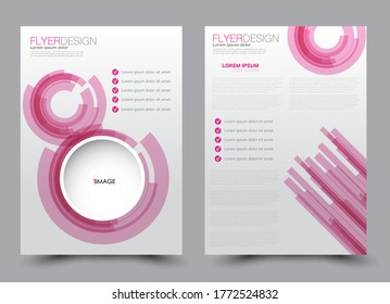 Flyer template. Brochure design for a business, education, advertisement. A4 poster layout Vector illustration. Pink color.