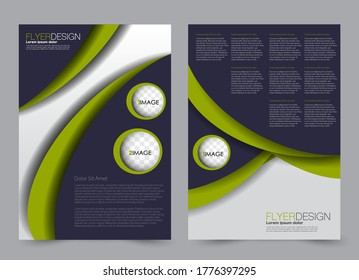 Flyer template. Brochure design for a business, education, advertisement. A4 poster layout Vector illustration. Blue and green color.