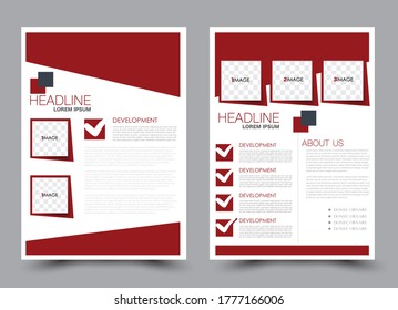 Flyer template. Brochure design for a business, education, advertisement. A4 poster layout Vector illustration. Red color.