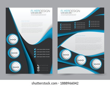 Flyer template. Brochure design for a business, education, advertisement. A4 poster layout Vector illustration. Black and blue color.