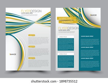 Flyer template. Brochure design for a business, education, advertisement. A4 poster layout Vector illustration. Blue and green color.