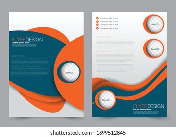 Flyer template. Brochure design for a business, education, advertisement. A4 poster layout Vector illustration. Blue and orange color.