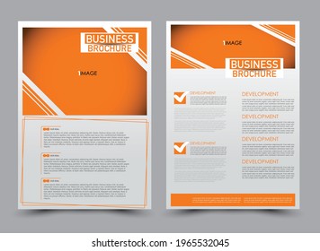 Flugschablone. Broschüren-Design für ein Unternehmen, Bildung, Werbung. A4 Poster Layout Vektorgrafik. Orangefarbene Farbe.