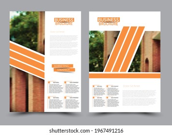 Flyer template. Brochure design for a business, education, advertisement. A4 poster layout Vector illustration. Orange color.