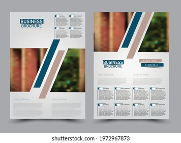 Flyer template. Brochure design for a business, education, advertisement. A4 poster layout Vector illustration. Blue and brown color.