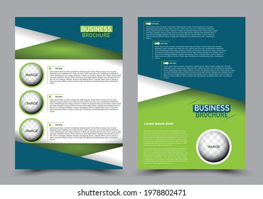 Flyer template. Brochure design for a business, education, advertisement. A4 poster layout Vector illustration. Blue and green color.