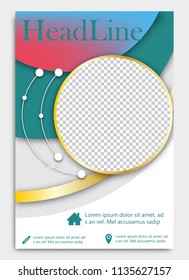 Flyer template. Brochure design. Editable A4 poster for business, education, presentation, website, magazine cover. Placefor photo