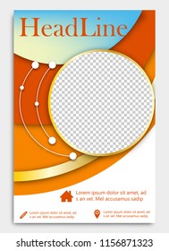 Flyer template. Brochure design. Editable A4 poster for business, education, presentation, website, magazine cover. Green color.Placefor photo