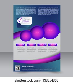 Flyer template. Brochure design. Editable A4 poster for business, education, presentation, website, magazine cover. Pink and blue color.