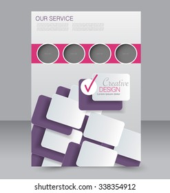 Flyer template. Brochure design. Editable A4 poster for business, education, presentation, website, magazine cover. Pink and purple color.