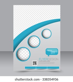 Flyer template. Brochure design. Editable A4 poster for business, education, presentation, website, magazine cover. Blue color.