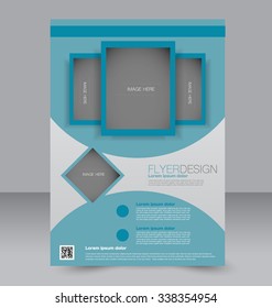 Flyer template. Brochure design. Editable A4 poster for business, education, presentation, website, magazine cover. Blue color.
