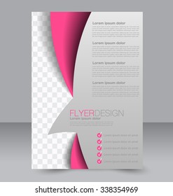 Flyer template. Brochure design. Editable A4 poster for business, education, presentation, website, magazine cover. Pink color.