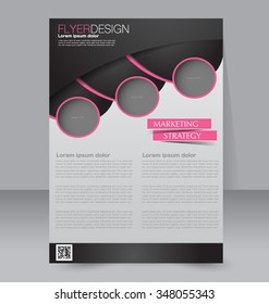 Flyer template. Brochure design. Editable A4 poster for business, education, presentation, website, magazine cover. Black and pink color.