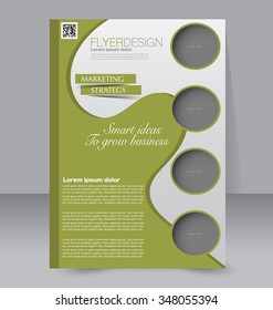 Flyer template. Brochure design. Editable A4 poster for business, education, presentation, website, magazine cover. Green color.