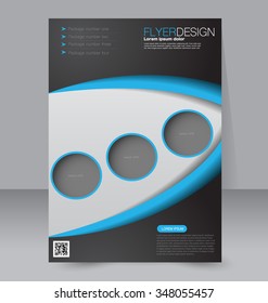 Flyer template. Brochure design. Editable A4 poster for business, education, presentation, website, magazine cover. Black and blue color.