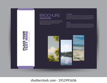 Plantilla de volante. Diseño de folleto. Banner horizontal a4. Revista, libro, presentación o portada. Educación, negocios, tecnología, diseño de antecedentes en medios sociales. Ilustración vectorial de color púrpura.