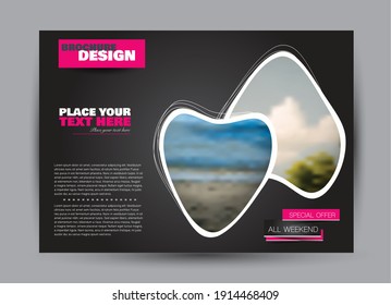 Flyer template. Brochure design. Horizontal a4 banner. Magazine, book, presentation or booklet cover. Education, business, technology, social media background design.