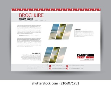 Plantilla de volante. Diseño de folleto. Banner horizontal a4. Revista, libro, presentación o portada. Educación, negocios, tecnología, diseño de antecedentes en medios sociales. Ilustración vectorial de color rojo.