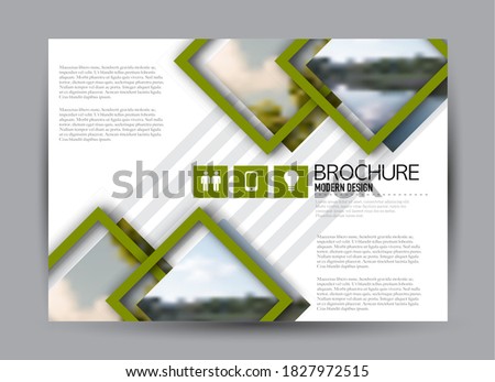 Flyer template. Brochure design. Horizontal a4 banner. Magazine, book, presentation or booklet cover. Education, business, technology, social media background design. Green color vector illustration.