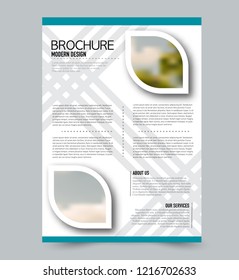 Flyer template. Brochure layout. Annual report cover or print out poster design. Blue color. Vector illustration.