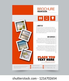 Flyer template. Brochure layout. Annual report cover or print out poster design. Orange color. Vector illustration.
