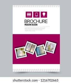 Flyer template. Brochure layout. Annual report cover or print out poster design. Magenta red color. Vector illustration.