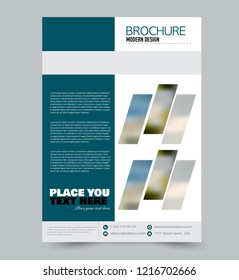 Flyer template. Brochure layout. Annual report cover or print out poster design. Blue color. Vector illustration.